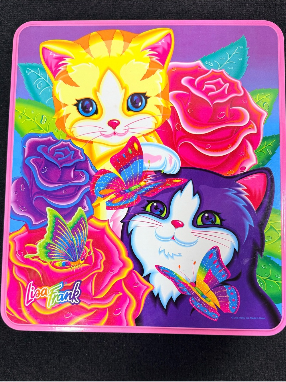 VTG Lisa Frank Kittens and Butterflies Tin only 10.5”x12” *READ